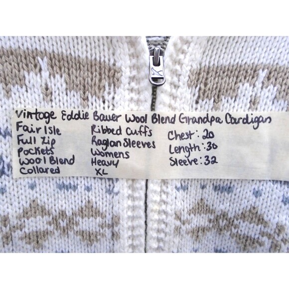 Eddie Bauer 'Grandpa' Tribal Knit Cardigan Women Size XL Wool Blend Front Pocket - Picture 4 of 10